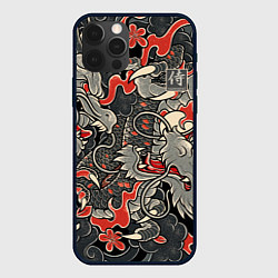 Чехол для iPhone 12 Pro Max Самурай Якудза, драконы, цвет: 3D-черный
