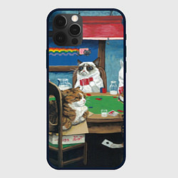 Чехол для iPhone 12 Pro Max Коты играют в покер, цвет: 3D-черный