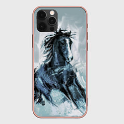 Чехол для iPhone 12 Pro Max Нарисованный конь, цвет: 3D-светло-розовый