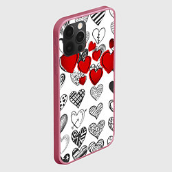 Чехол для iPhone 12 Pro Max Сердца, цвет: 3D-малиновый — фото 2
