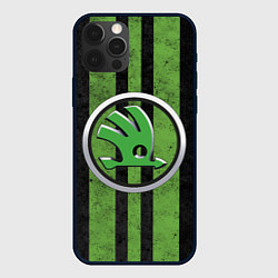 Чехол для iPhone 12 Pro Max Skoda Green Logo Z, цвет: 3D-черный