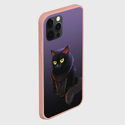 Чехол для iPhone 12 Pro Max Черный кот на фиолетовом, цвет: 3D-светло-розовый — фото 2