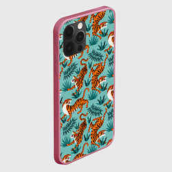 Чехол для iPhone 12 Pro Max Рычащие Тигры Паттерн, цвет: 3D-малиновый — фото 2
