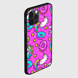 Чехол для iPhone 12 Pro Max Единороги с пончиками, цвет: 3D-черный — фото 2