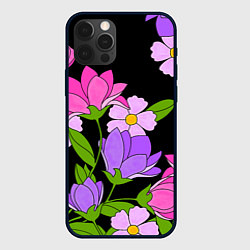 Чехол для iPhone 12 Pro Max Ночные цветы, цвет: 3D-черный