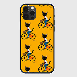 Чехол для iPhone 12 Pro Max Котики на велосипедах, цвет: 3D-черный