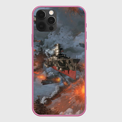 Чехол для iPhone 12 Pro Max Стимпанк бой Steampunk Ship Z, цвет: 3D-малиновый