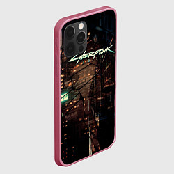 Чехол для iPhone 12 Pro Max Киберпанк - Город в паутинке, цвет: 3D-малиновый — фото 2