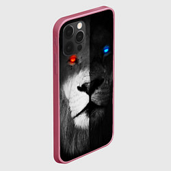 Чехол для iPhone 12 Pro Max ЛЕВ - НЕОНОВЫЕ ГЛАЗА, цвет: 3D-малиновый — фото 2