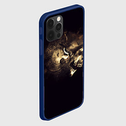 Чехол для iPhone 12 Pro Max Череп и часовой механизм, цвет: 3D-тёмно-синий — фото 2