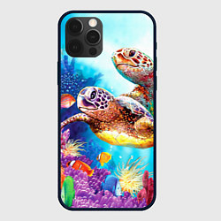 Чехол для iPhone 12 Pro Max Морские черепахи, цвет: 3D-черный
