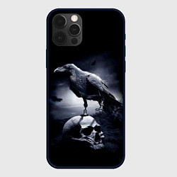 Чехол для iPhone 12 Pro Max ЧЕРЕП И ВОРОН, цвет: 3D-черный