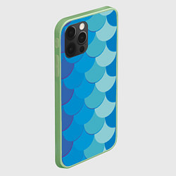Чехол для iPhone 12 Pro Max Синяя чешуя рыбы, цвет: 3D-салатовый — фото 2