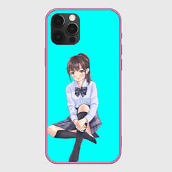 Чехол для iPhone 12 Pro Max Anime girl, цвет: 3D-малиновый