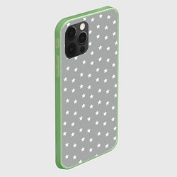 Чехол для iPhone 12 Pro Max Белые Звездочки На сером Фоне, цвет: 3D-салатовый — фото 2