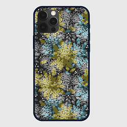 Чехол для iPhone 12 Pro Max Черно оливковый цветочный, цвет: 3D-черный