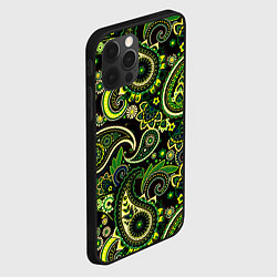 Чехол для iPhone 12 Pro Max Ярко зеленые славянские узоры, цвет: 3D-черный — фото 2