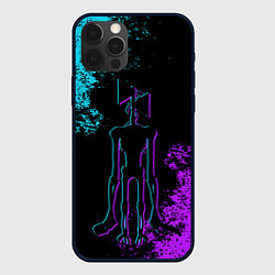 Чехол для iPhone 12 Pro Max НЕОНОВЫЙ СИРЕНОГОЛОВЫЙ, цвет: 3D-черный
