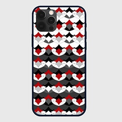 Чехол для iPhone 12 Pro Max Абстрактный красно-серый узор, цвет: 3D-черный