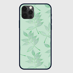 Чехол для iPhone 12 Pro Max Зеленые листья, цвет: 3D-черный