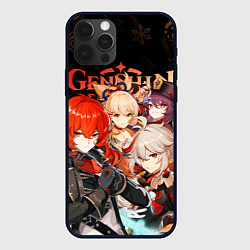 Чехол для iPhone 12 Pro Max Genshin Impact: Дилюк, Кадзуха, Ёимия, Ху Тао, цвет: 3D-черный