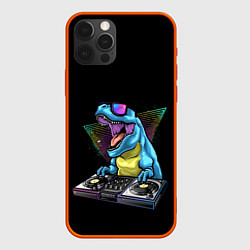 Чехол для iPhone 12 Pro Max Динозавр ди-джей, цвет: 3D-красный