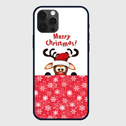 Чехол для iPhone 12 Pro Max Оленёнок Merry Christmas, цвет: 3D-черный