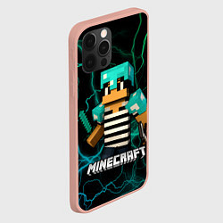 Чехол для iPhone 12 Pro Max Minecraft молнии, цвет: 3D-светло-розовый — фото 2