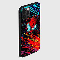 Чехол для iPhone 12 Pro Max Cyberpunk 2077 Цветные брызги, цвет: 3D-черный — фото 2