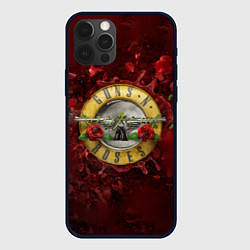 Чехол для iPhone 12 Pro Max Лого GNR в розах, цвет: 3D-черный