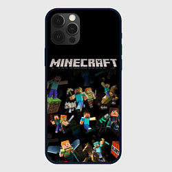 Чехол для iPhone 12 Pro Max МАЙНКРАФТ ПАТТЕРН ПЕРСОНАЖИ ИГРЫ, цвет: 3D-черный
