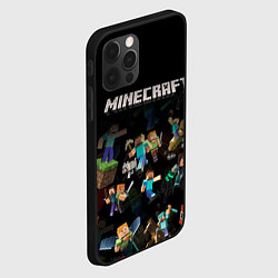 Чехол для iPhone 12 Pro Max МАЙНКРАФТ ПАТТЕРН ПЕРСОНАЖИ ИГРЫ, цвет: 3D-черный — фото 2