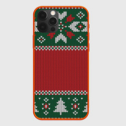 Чехол для iPhone 12 Pro Max Knitted Christmas Pattern, цвет: 3D-красный