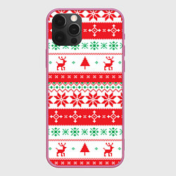 Чехол для iPhone 12 Pro Max Christmas Deer, цвет: 3D-малиновый