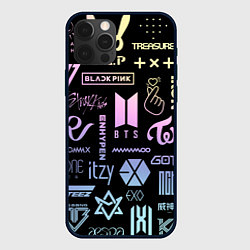 Чехол для iPhone 12 Pro Max K-pop лого исполнителей, цвет: 3D-черный