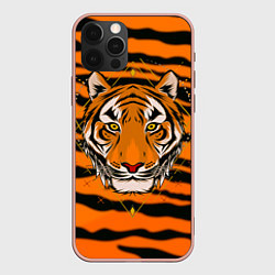 Чехол для iPhone 12 Pro Max Тигр настоящий хищник, цвет: 3D-светло-розовый