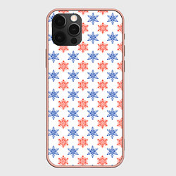 Чехол для iPhone 12 Pro Max Снежинки паттернsnowflakes pattern, цвет: 3D-светло-розовый