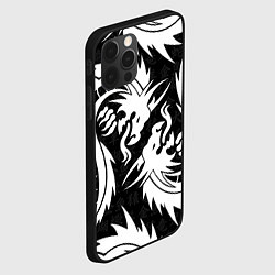 Чехол для iPhone 12 Pro Max УЗОР ИЗ БЕЛЫХ ДРАКОНОВ WHITE DRAGON TOKYO, цвет: 3D-черный — фото 2