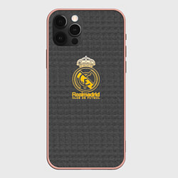 Чехол для iPhone 12 Pro Max Real Madrid graphite theme, цвет: 3D-светло-розовый