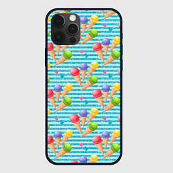 Чехол для iPhone 12 Pro Max Разноцветное мороженое паттерн, цвет: 3D-черный