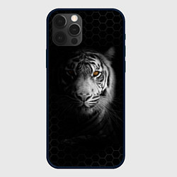 Чехол для iPhone 12 Pro Max Тигр черно-белый соты, цвет: 3D-черный