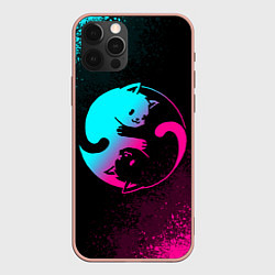 Чехол для iPhone 12 Pro Max ИНЬ ЯНЬ НЕОНОВЫЕ КОТИКИ, цвет: 3D-светло-розовый