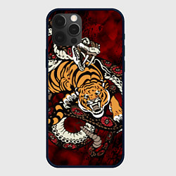 Чехол для iPhone 12 Pro Max Тигр со Змеёй 2022, цвет: 3D-черный