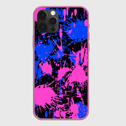 Чехол для iPhone 12 Pro Max НЕОНОВЫЕ БРЫЗГИ КРАСОК, ЯРКИЕ КРАСКИ, цвет: 3D-малиновый