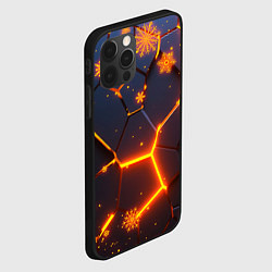 Чехол для iPhone 12 Pro Max НОВОГОДНИЕ ОГНЕННЫЕ 3D ПЛИТЫ FIRE NEON HEXAGON, цвет: 3D-черный — фото 2