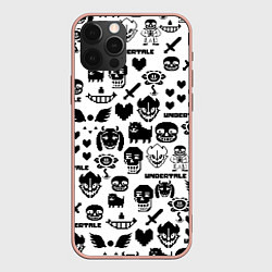 Чехол для iPhone 12 Pro Max UNDERTALE WHITE PATTERN, цвет: 3D-светло-розовый