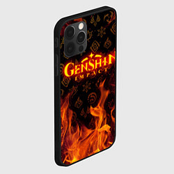 Чехол для iPhone 12 Pro Max GENSHIN IMPACT FIRE SYMBOL ОГНЕННАЯ СТИХИЯ, цвет: 3D-черный — фото 2