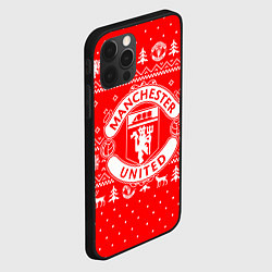 Чехол для iPhone 12 Pro Max FC Manchester United: Новогодний узор, цвет: 3D-черный — фото 2