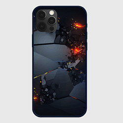 Чехол для iPhone 12 Pro Max НЕОНОВЫЙ ВЗРЫВ ПЛИТЫ, ОБЛОМКИ NEON EXPLOSION, цвет: 3D-черный