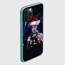 Чехол для iPhone 12 Pro Max Джинкс в шапке Деда Мороза, цвет: 3D-мятный — фото 2